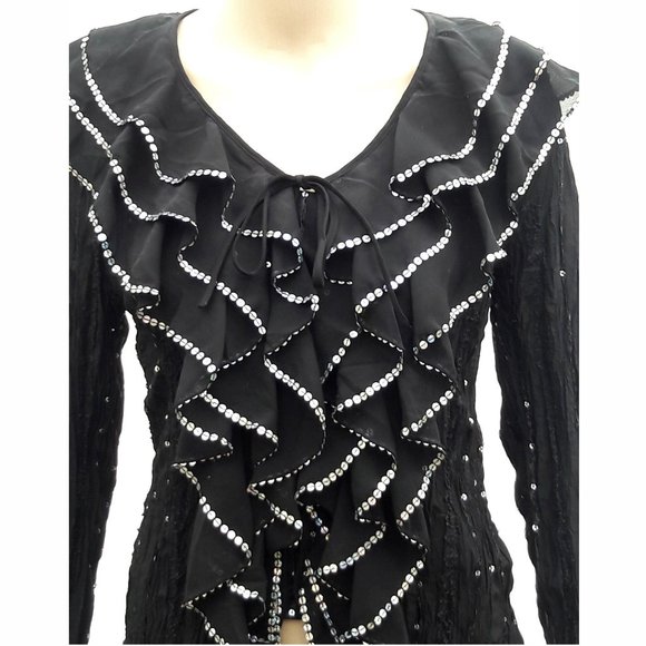 Kaelyn-Max Ruffle Sequin Boho Top - Picture 2 of 4